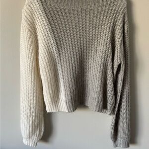 SHEIN Cream and Gray Knit Sweater